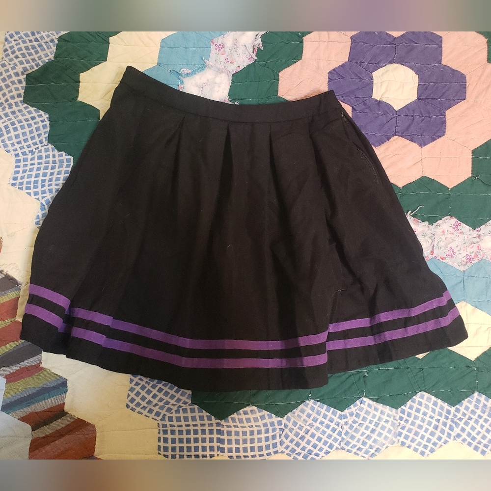 Black With Purple Stripes Skirt